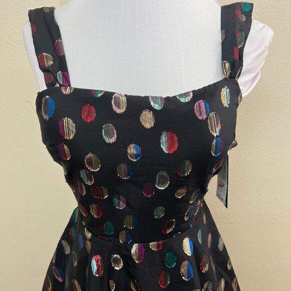 City Studios Womens Juniors Chiffon Polk Dot Mini Fit & Flare Dress Sz 1/2 Black - Picture 4 of 8